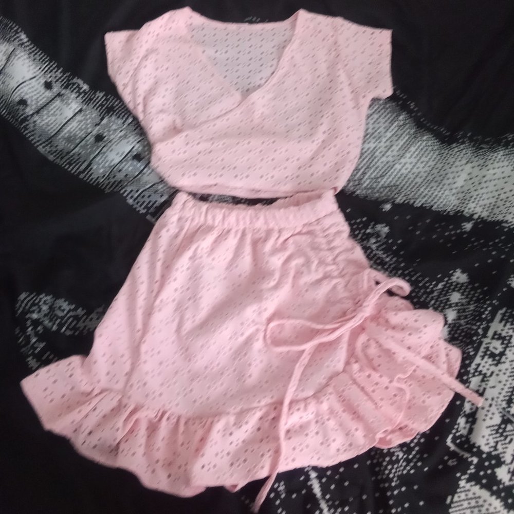 miniskirt and matching tie-back top